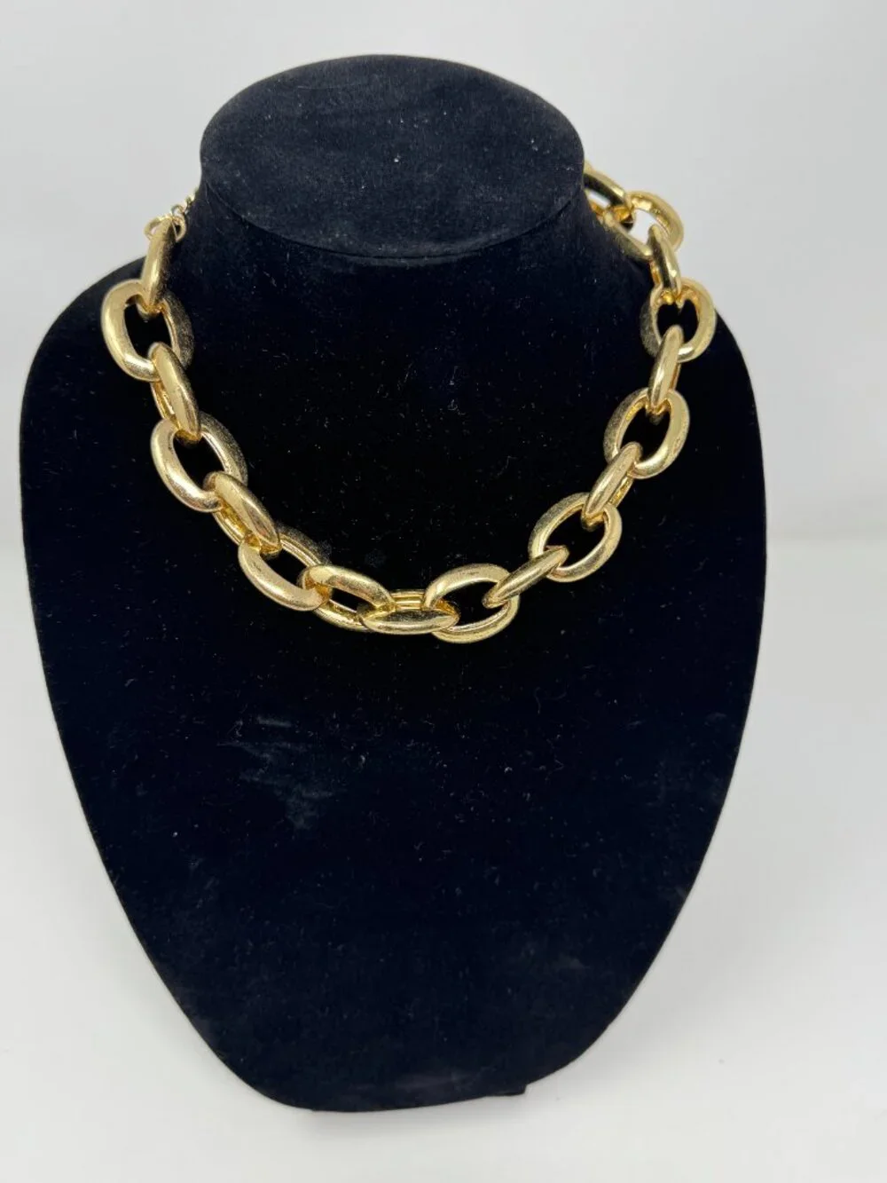 Set of 2 Gold Tone Statement Necklaces Chunky Chain & Coin Charms